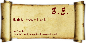 Bakk Evariszt névjegykártya